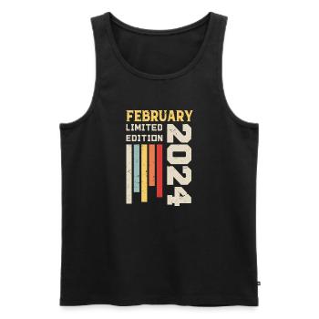 Februar 2024 - Geburtstagsgeschenk Februar 2024 - Männer Premium Bio Tank Top - Schwarz - Vorne - Michal (187cm)