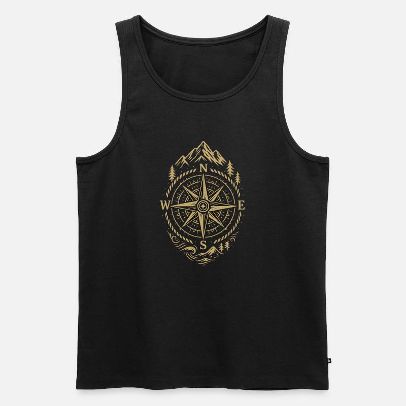 Kompass Retro Kompass Hipster Geschenk - Männer Premium Bio Tank Top - Schwarz