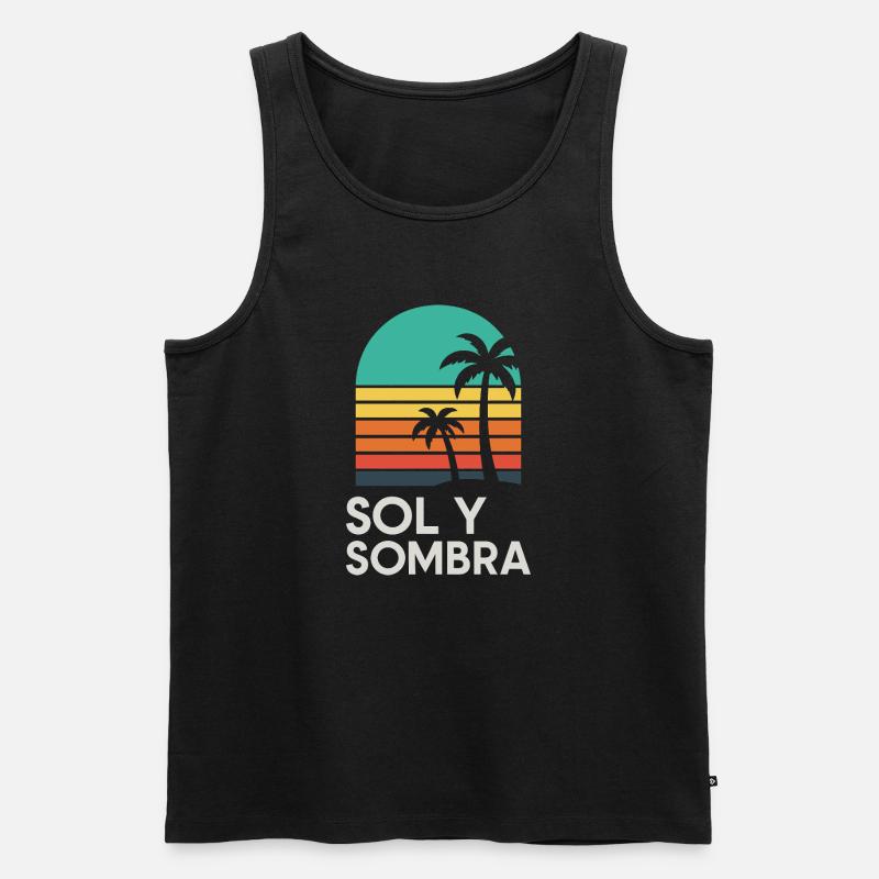Boden und Schatten Sunset Palm - Männer Premium Bio Tank Top - Schwarz