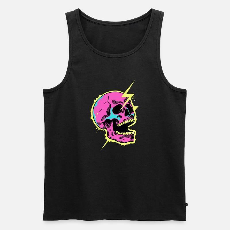 Neon-Schädel-Blitzausbruch - Männer Premium Bio Tank Top - Schwarz