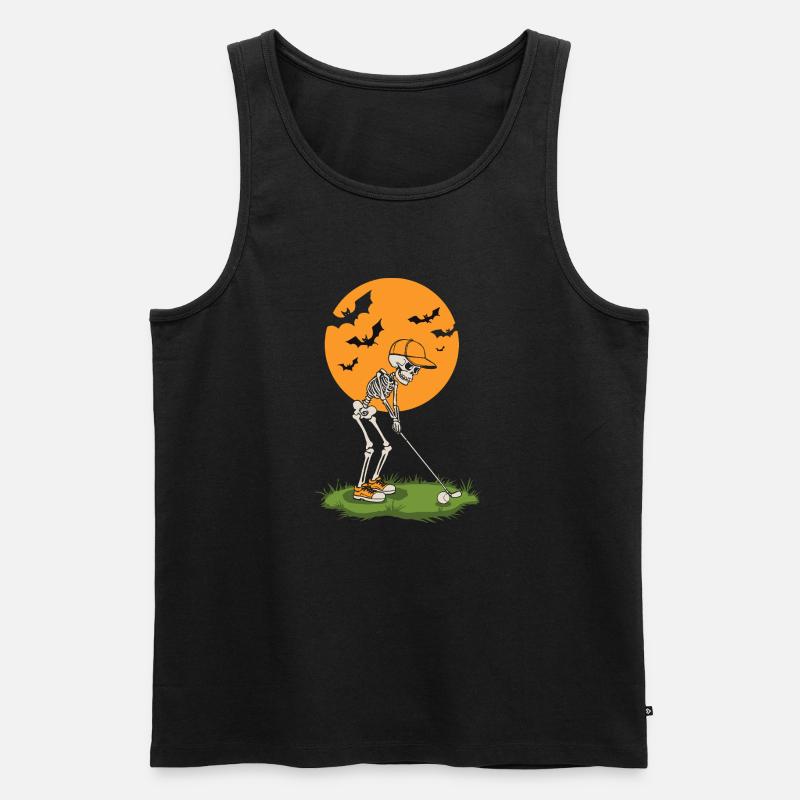 Skeleton Golf bei Mondschein - Männer Premium Bio Tank Top - Schwarz