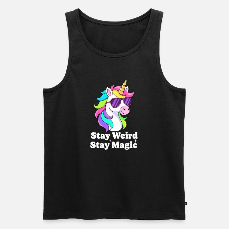 Buntes Einhorn mit Sonnenbrille - Männer Premium Bio Tank Top - Schwarz