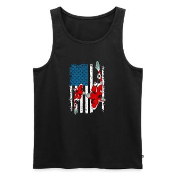 Patriotic Koi Fish USA Flag Pond Life Pride - Men's Premium Organic Tank Top - black - Front - Michal (187cm)