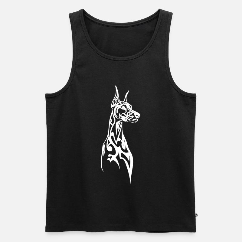 Linienkunst Dobermann Profil - Männer Premium Bio Tank Top - Schwarz