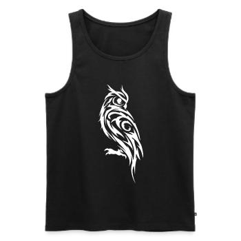 Tribal Owl Black and White Tattoo - Men's Premium Organic Tank Top - black - Front - AI Model Male 178 light (178cm)