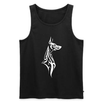 Tribal Dobermann Schwarz Weiß - Männer Premium Bio Tank Top - Schwarz - Vorne - Michal (187cm)