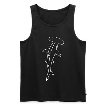 Hammerhead Shark Outline Line Drawing - Men's Premium Organic Tank Top - black - Front - AI Model Male 178 light (178cm)