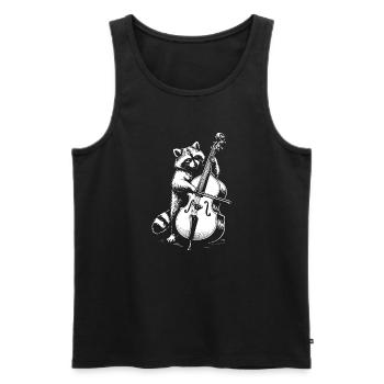 Raccoon joue de la contrebasse - Débardeur bio Premium Homme - noir - Devant - Michal (187cm)