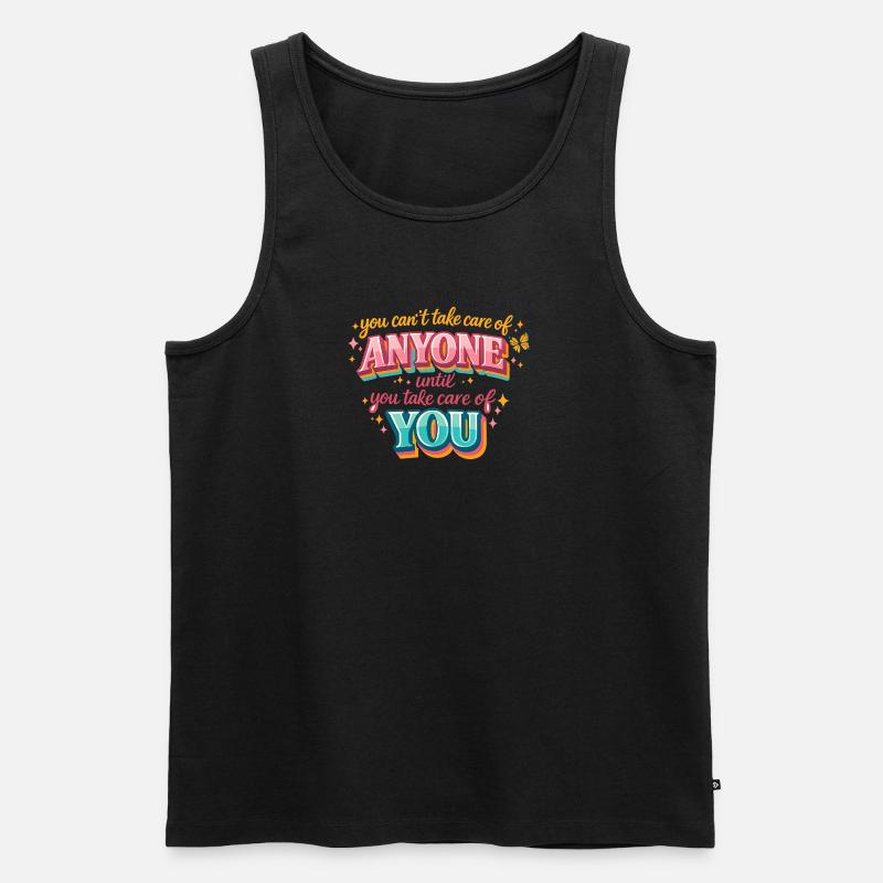 Behandle dich zuerst: Retro Selbstfürsorge - Männer Premium Bio Tank Top - Schwarz
