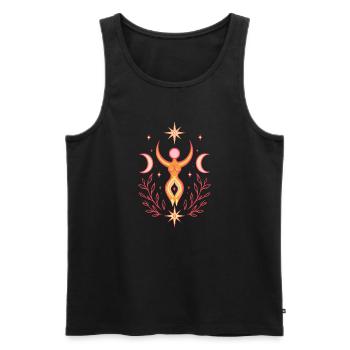 Litha Déesse du solstice d’été avec des lunes - Débardeur bio Premium Homme - noir - Devant - Michal (187cm)