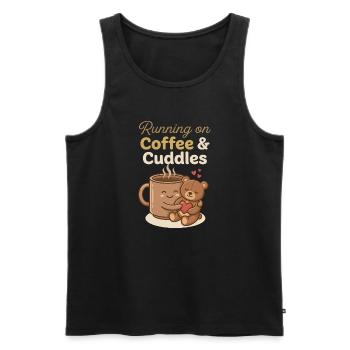 Kaffee & Kuscheln Bärenumarmung - Männer Premium Bio Tank Top - Schwarz - Vorne - Michal (187cm)