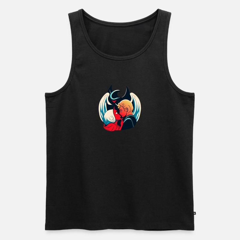 Teufel und Engel - Männer Premium Bio Tank Top - Schwarz