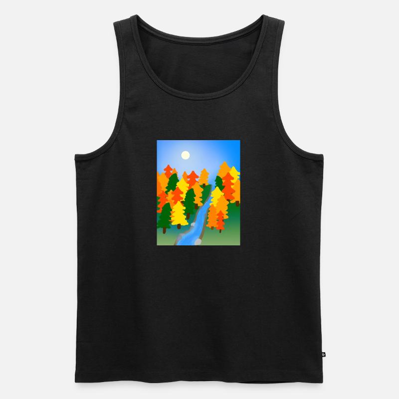 Der Fluss durch den Herbstwald - Männer Premium Bio Tank Top - Schwarz