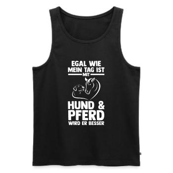 Hunde Pferdeliebhaber Hundeliebhaber Pferde - Männer Premium Bio Tank Top - Schwarz - Vorne - Michal (187cm)