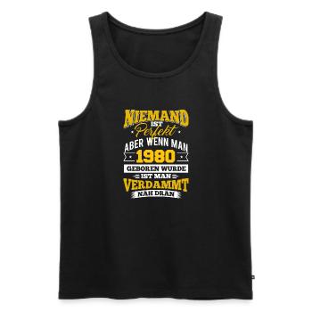 1980 Geburtsjahr Geburtstag Geburt geboren - Männer Premium Bio Tank Top - Schwarz - Vorne - Michal (187cm)