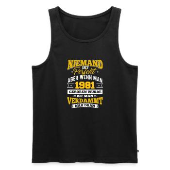 1981 Geburtsjahr Geburtstag Geburt geboren - Männer Premium Bio Tank Top - Schwarz - Vorne - Michal (187cm)