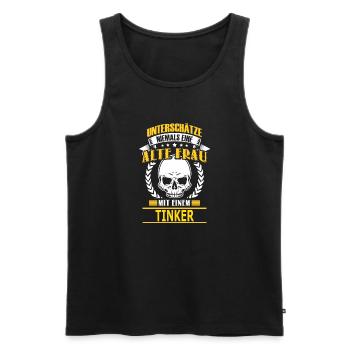 TINKER - Männer Premium Bio Tank Top - Schwarz - Vorne - Michal (187cm)