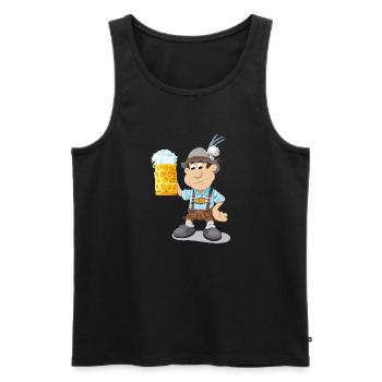 Beer beer mug Lederhosen Man Cartoon - Men's Premium Organic Tank Top - black - Front - Michal (187cm)