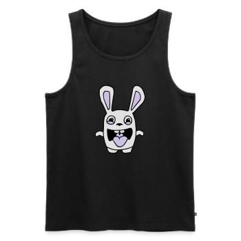 dessin lapin mignon débile style BD cartoon fun - Débardeur bio Premium Homme - noir - Devant - AI Model Male 178 light (178cm)