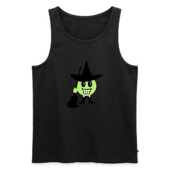 Émoticône sorcière / Witch Halloween Emoji (b, 3c) - Débardeur bio Premium Homme - noir - Devant - Michal (187cm)