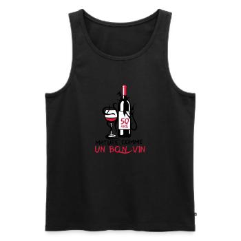 50 ans mature bouteille vin anniversaire - Débardeur bio Premium Homme - noir - Devant - Michal (187cm)
