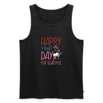 Glücklicher erster Schultag - Männer Premium Bio Tank Top - Schwarz - Vorne - AI Model Male 178 light (178cm)