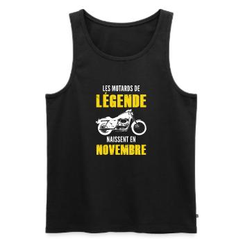 anniversaire motard novembre / motards de légende - Débardeur bio Premium Homme - noir - Devant - Michal (187cm)