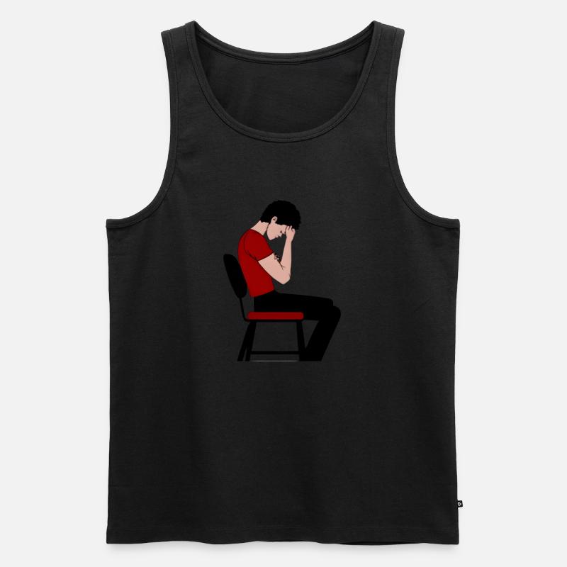 Denkender Mann - Männer Premium Bio Tank Top - Schwarz