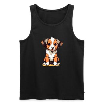 Chiot mignon - Débardeur bio Premium Homme - noir - Devant - AI Model Male 178 light (178cm)