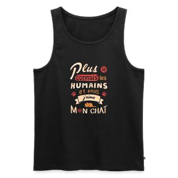 J aime mon chat - Débardeur bio Premium Homme - noir - Devant - Michal (187cm)