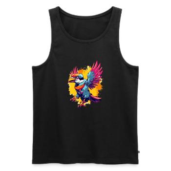 Pilu, der bunte Vogel - Männer Premium Bio Tank Top - Schwarz - Vorne - Michal (187cm)
