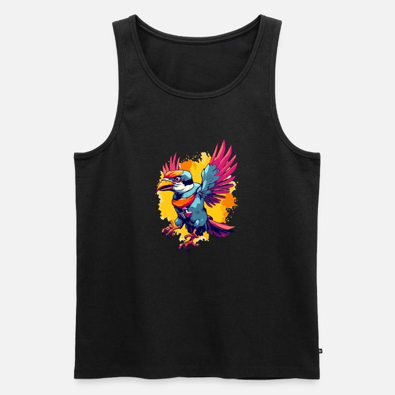 Pilu, der bunte Vogel - Männer Premium Bio Tank Top - Schwarz
