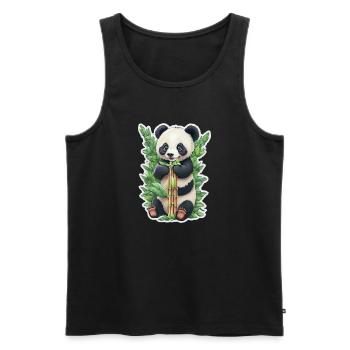 Panda Bär ißt Bambus - Männer Premium Bio Tank Top - Schwarz - Vorne - Michal (187cm)