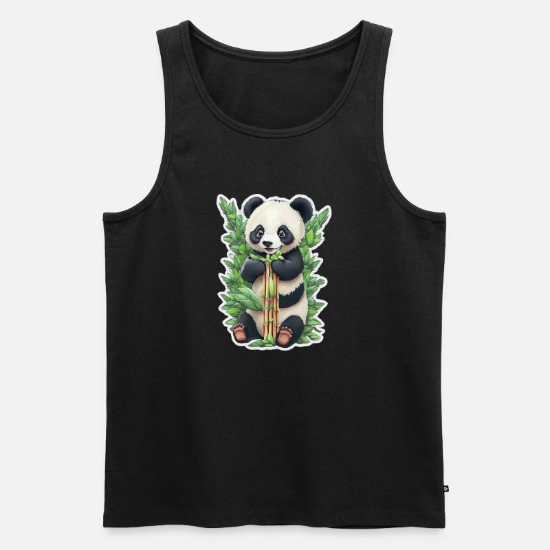 Panda bear eats bamboo - Men's Premium Organic Tank Top - black