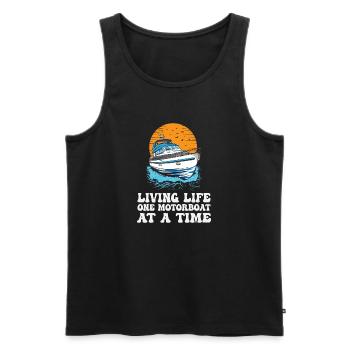 Boating Pontoon Captain Living Life One Motorboat - Männer Premium Bio Tank Top - Schwarz - Vorne - Michal (187cm)
