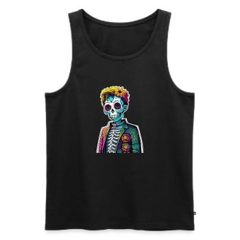 Colored Dia de los Muertos Kid - Men's Premium Organic Tank Top - black - Front - Michal (187cm)