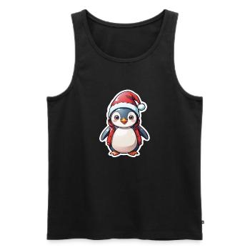 pingouin bonnet de noel - Débardeur bio Premium Homme - noir - Devant - Michal (187cm)