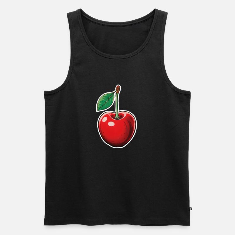 Kirsche einzelne Frucht - Männer Premium Bio Tank Top - Schwarz