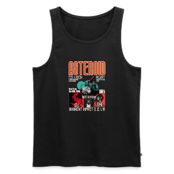 : "Asteroid Alert Manga Design T-Shirt" - Männer Premium Bio Tank Top - Schwarz - Vorne - AI Model Male 178 light (178cm)