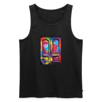 Tür / Eingang / Schloss / Tor / Haustür / Design - Männer Premium Bio Tank Top - Schwarz - Vorne - AI Model Male 178 light (178cm)