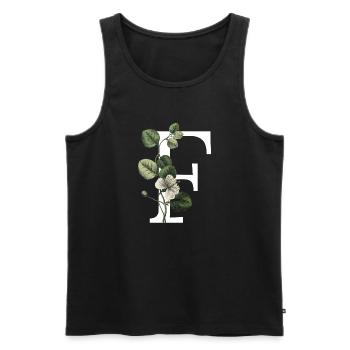 Buchstabe F Grün Botanisch - Männer Premium Bio Tank Top - Schwarz - Vorne - Michal (187cm)
