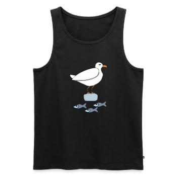 möve mit fischen - Männer Premium Bio Tank Top - Schwarz - Vorne - AI Model Male 178 light (178cm)