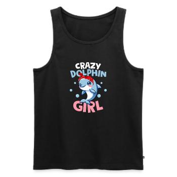 Crazy Dolphin Girl Beach Vacation Marine Biology - Men's Premium Organic Tank Top - black - Front - Michal (187cm)
