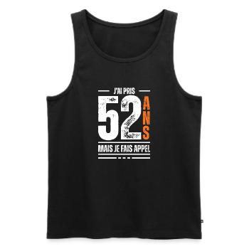 52 ans / t-shirt 52 ans / idée cadeau 52 ans - Débardeur bio Premium Homme - noir - Devant - Michal (187cm)