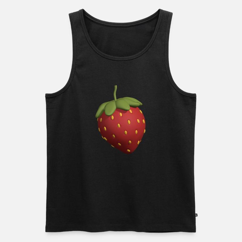 3D Erdbeere - Männer Premium Bio Tank Top - Schwarz