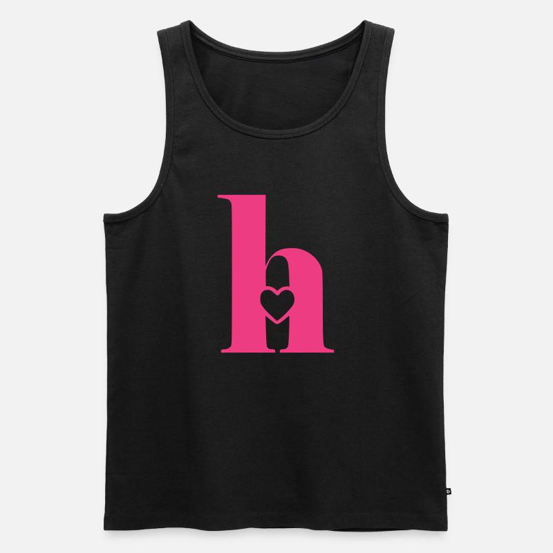 Buchstabe h Anfangsbuchstabe mit Herz - Männer Premium Bio Tank Top - Schwarz