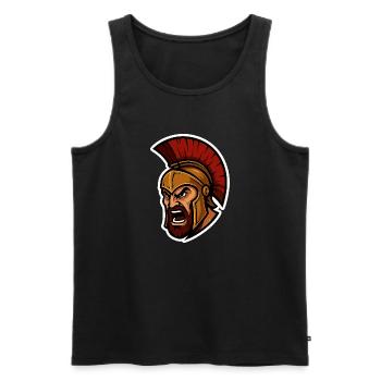 Angry Spartan - Men's Premium Organic Tank Top - black - Front - AI Model Male 178 light (178cm)