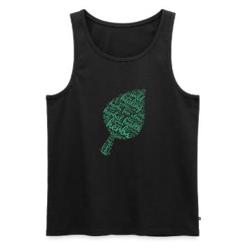 Die Kraft der Kräuter – Blattförmige Wortwolke - Männer Premium Bio Tank Top - Schwarz - Vorne - AI Model Male 178 light (178cm)