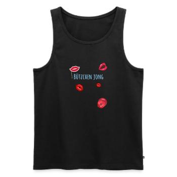Kisses, kisses, jong, carnival, lips - Men's Premium Organic Tank Top - black - Front - AI Model Male 178 light (178cm)