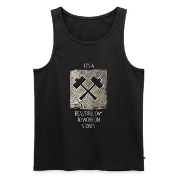 Stonemason Stone Sculptor Saying - Men's Premium Organic Tank Top - black - Front - AI Model Male 178 light (178cm)